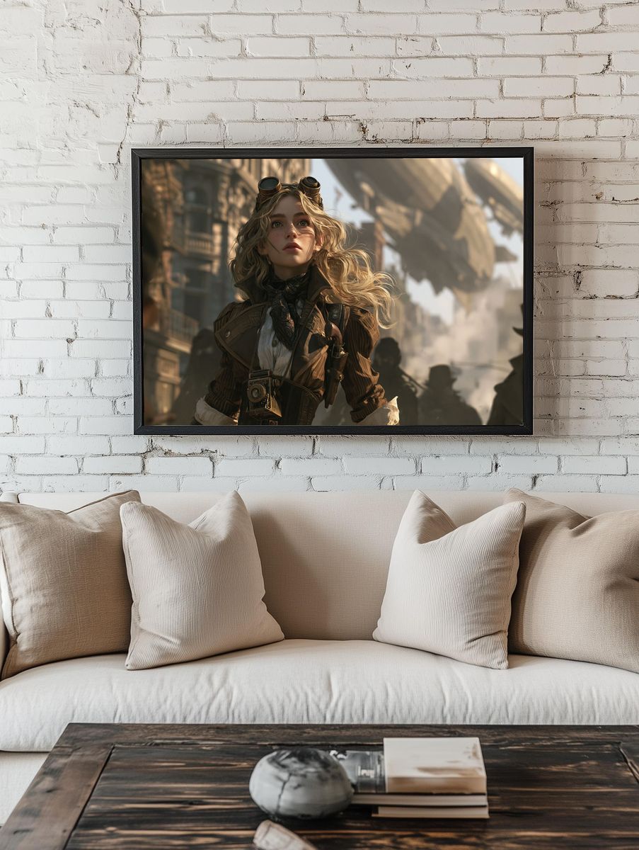 Steampunk Adventurer Portrait Print. — room view 1