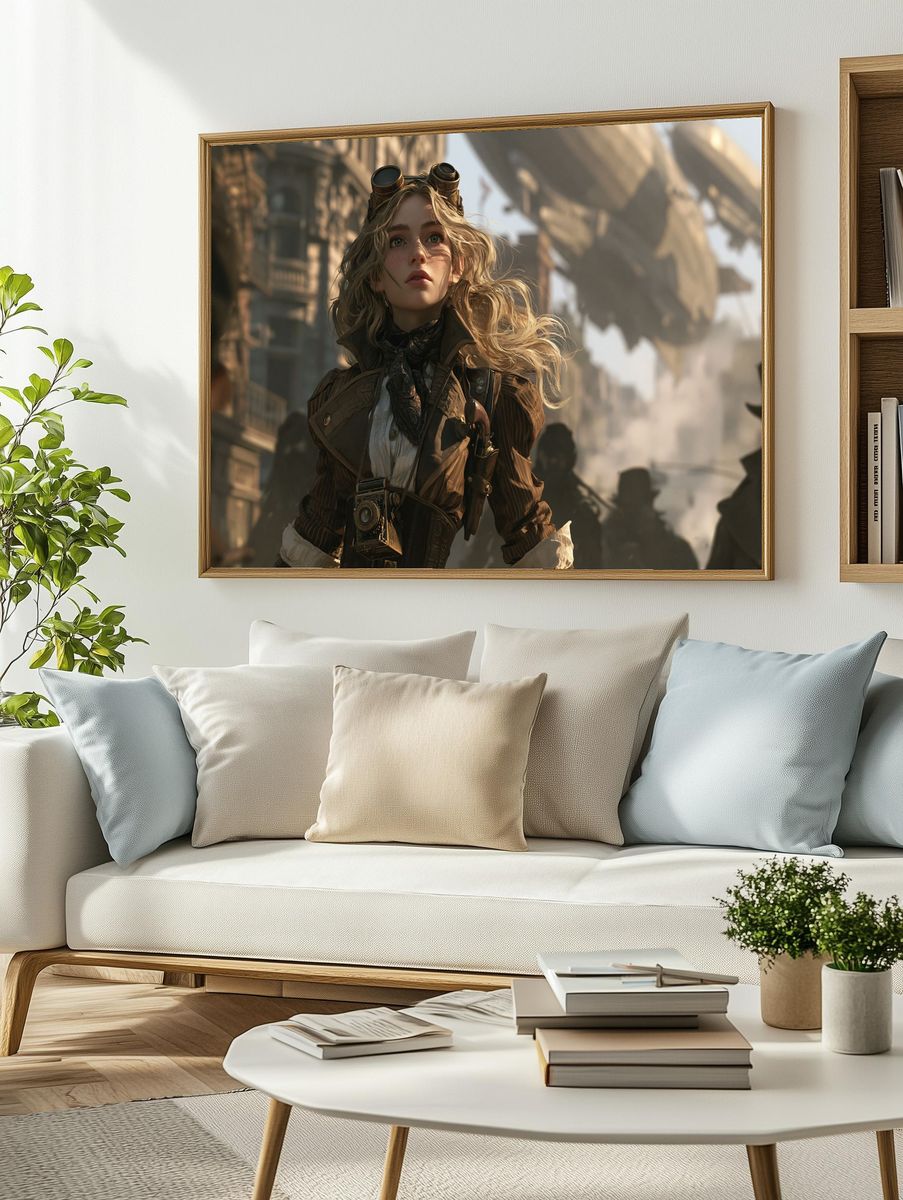 Steampunk Adventurer Portrait Print. — room view 2