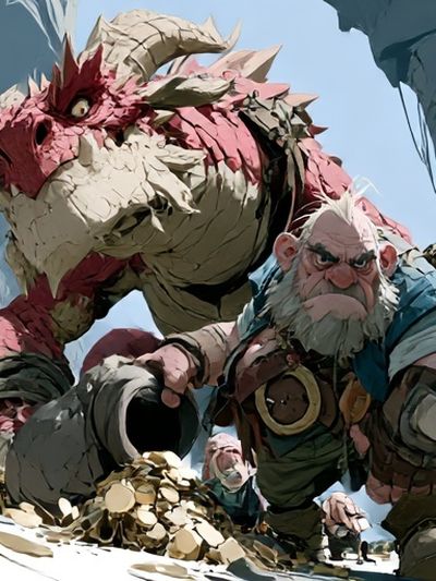 Fantasy Dwarf and Dragon Poster.