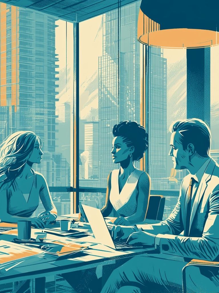City Office Meeting Illustration Poster. poster — illustration art