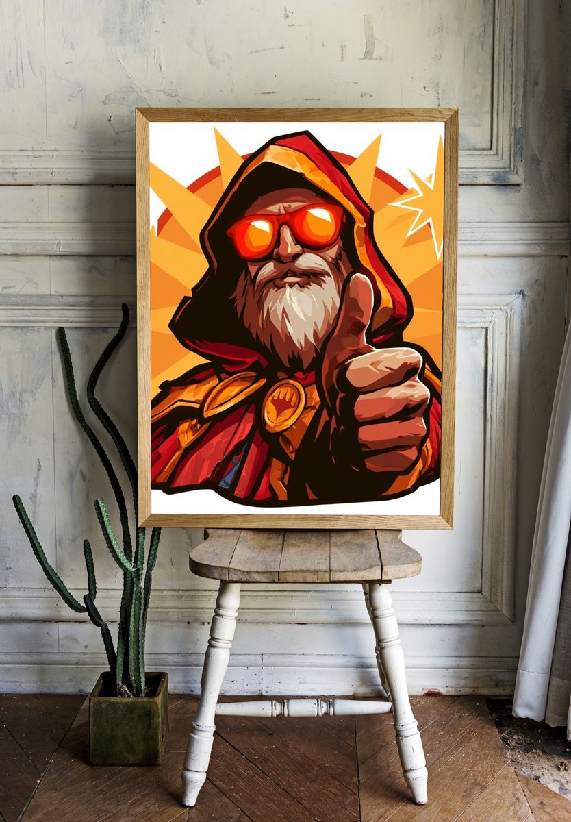 Wizard Hero Digital Art Poster. — room view 1