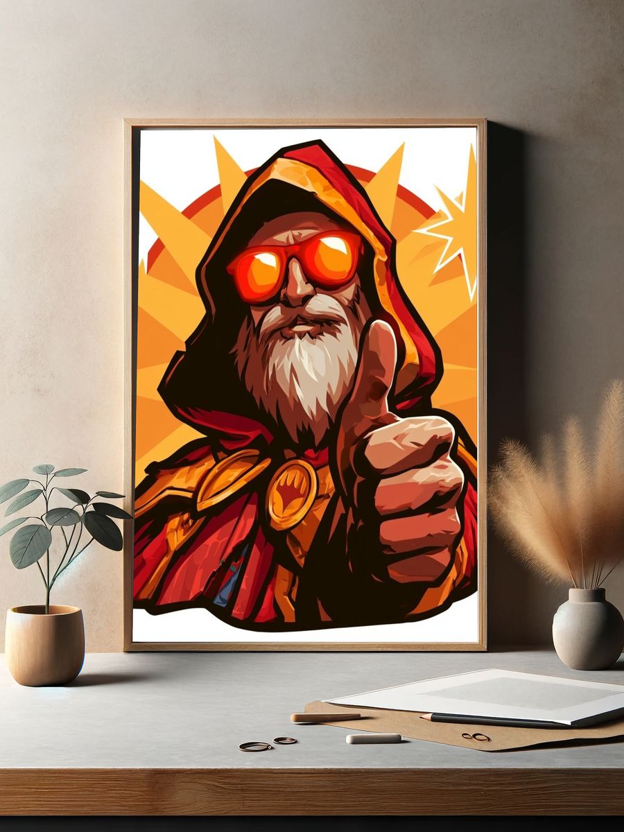 Wizard Hero Digital Art Poster. — room view 2