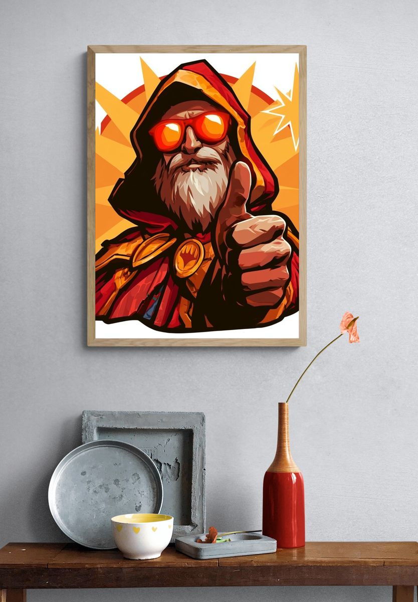 Wizard Hero Digital Art Poster. — room view 3
