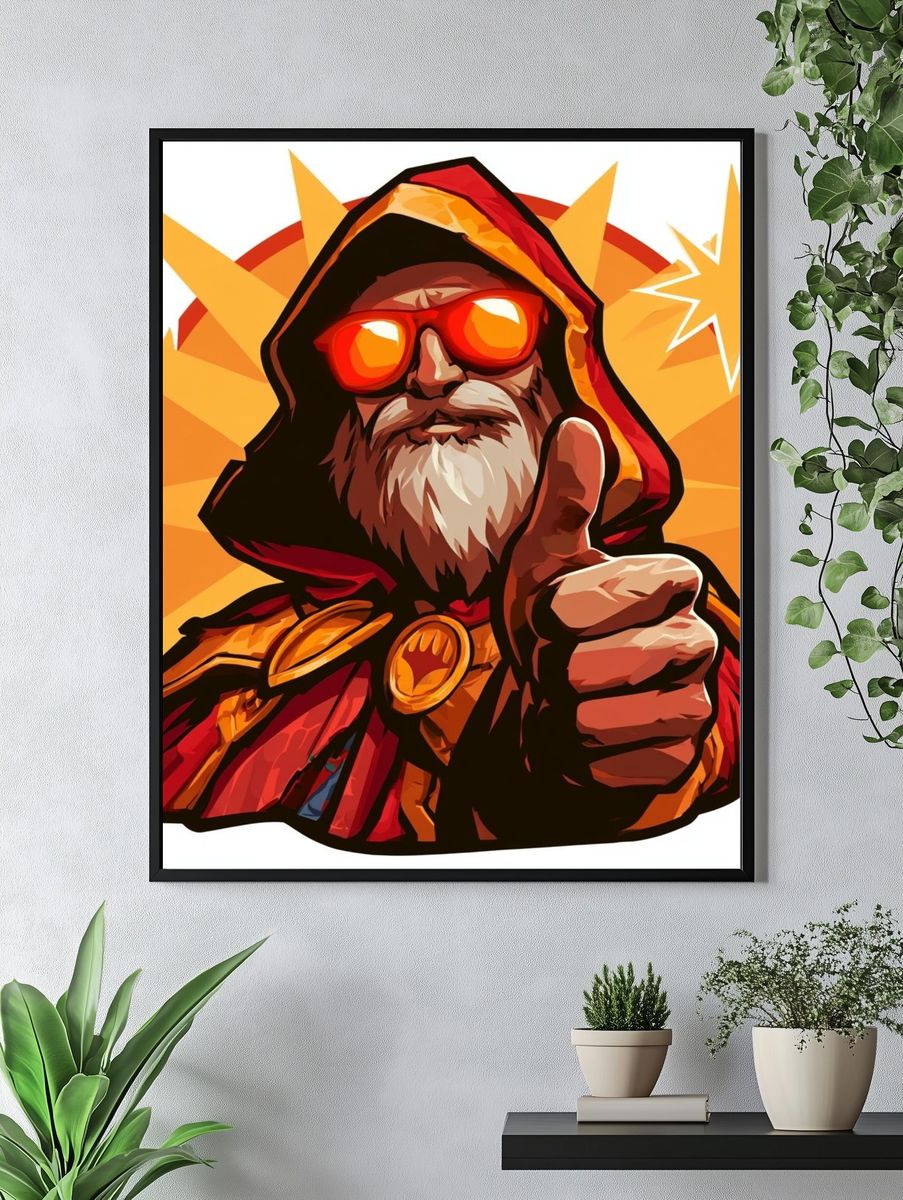 Wizard Hero Digital Art Poster. — room view 4