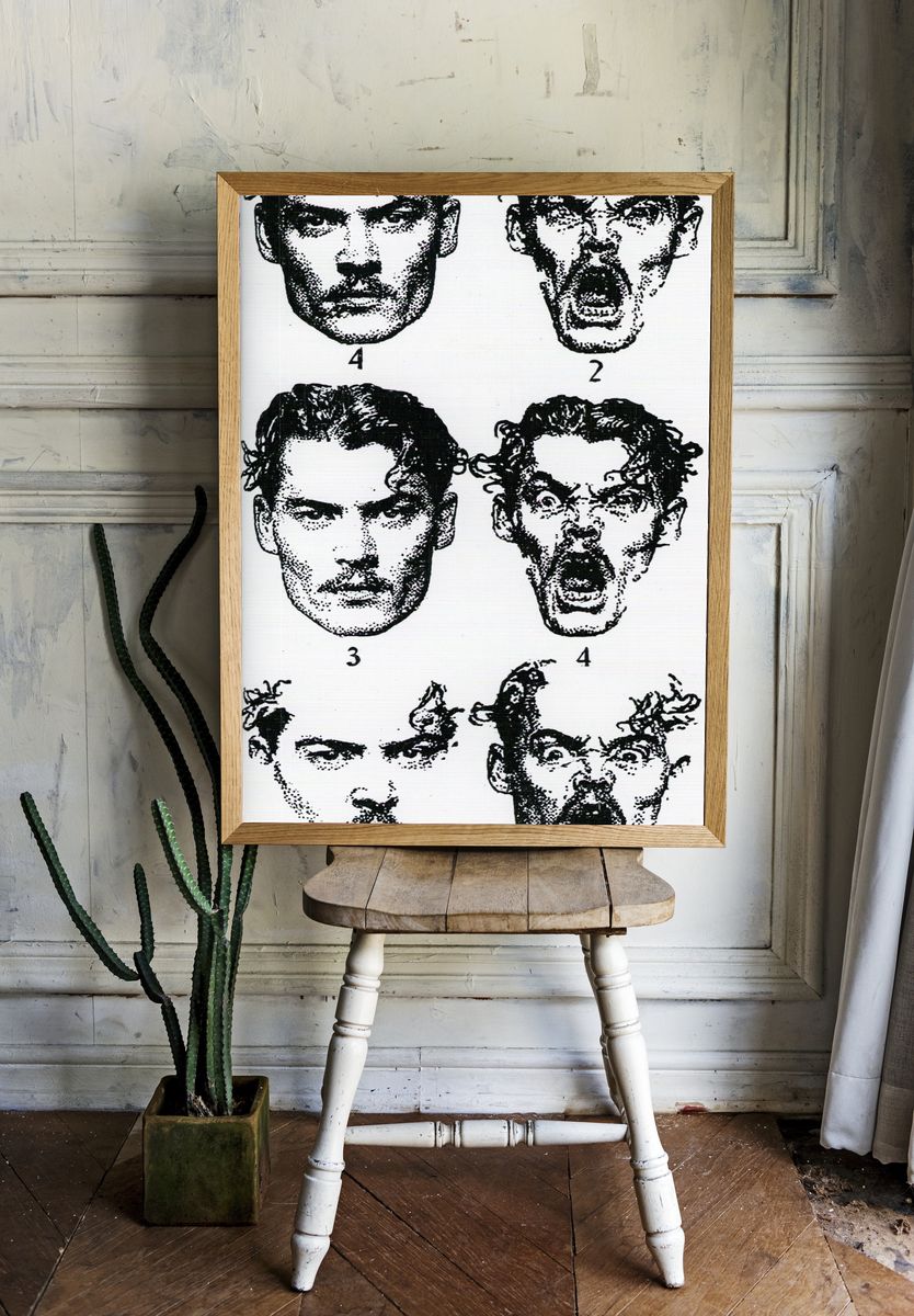 Monochrome Faces Typography Print. — room view 1