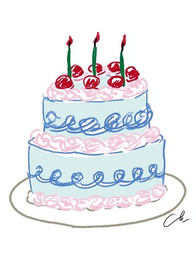 Birthday Cake Illustration Poster. poster