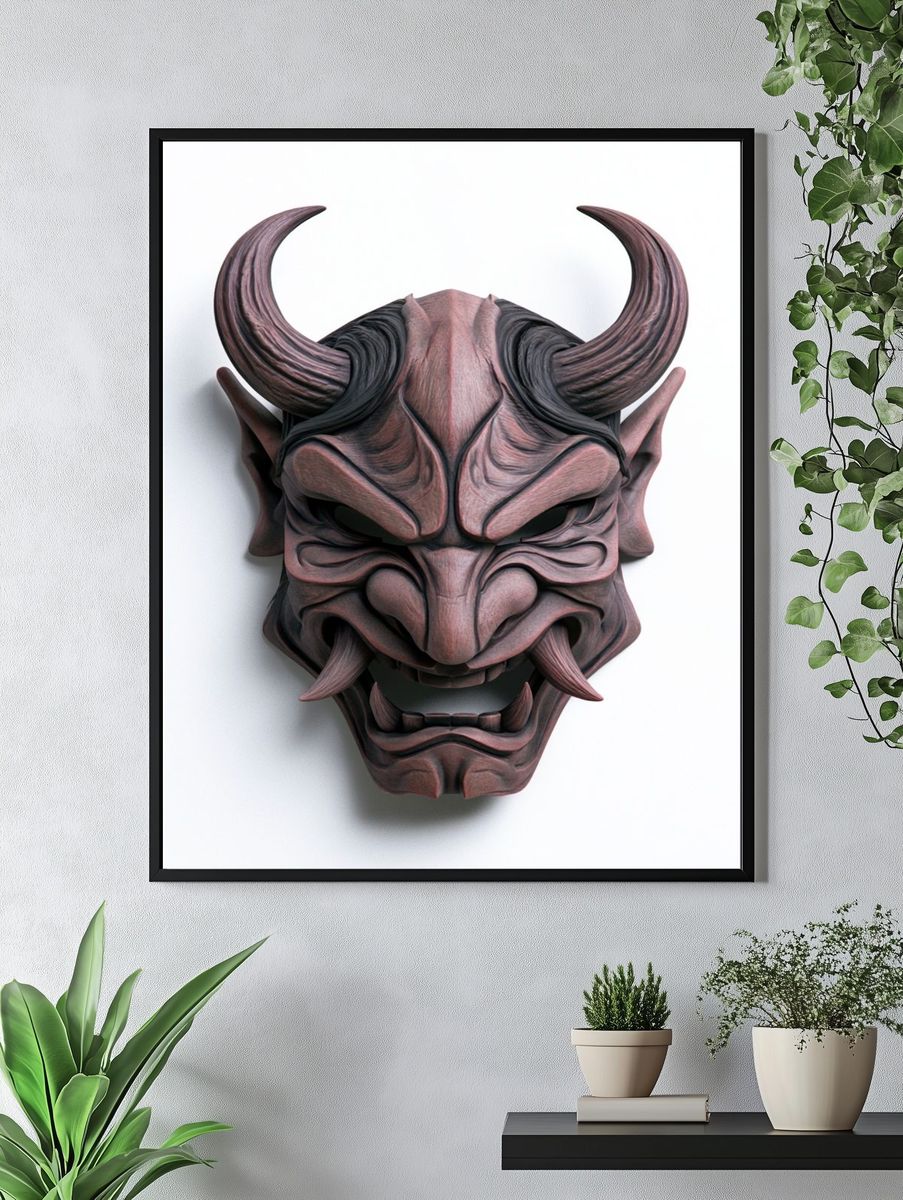 Oni Mask Digital Art Poster. — room view 4