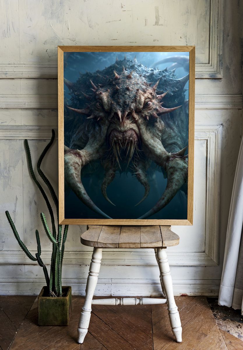 Underwater Leviathan Fantasy Print. room preview