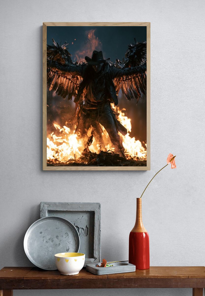 Winged Cowboy Fire Ritual Poster. — room view 3