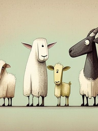 Whimsical Sheep Family Illustration Poster. poster detail