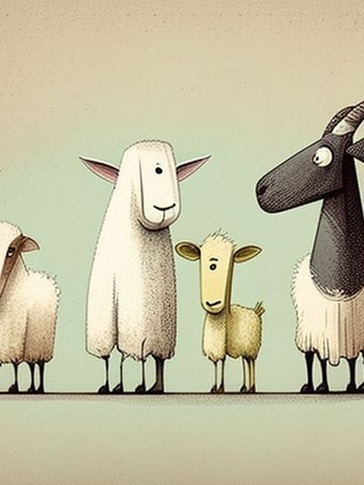 Whimsical Sheep Family Illustration Poster. poster print