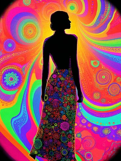 Psychedelic Silhouette Illustration Poster.