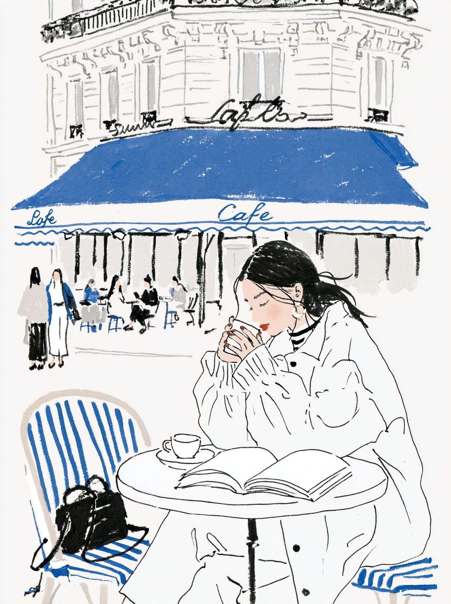 Paris Cafe Sketch Poster. poster — illustration art