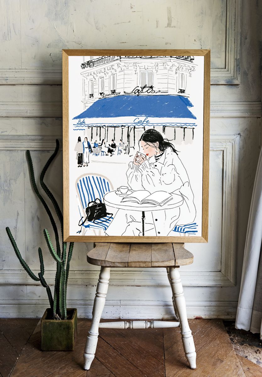Paris Cafe Sketch Poster. room preview