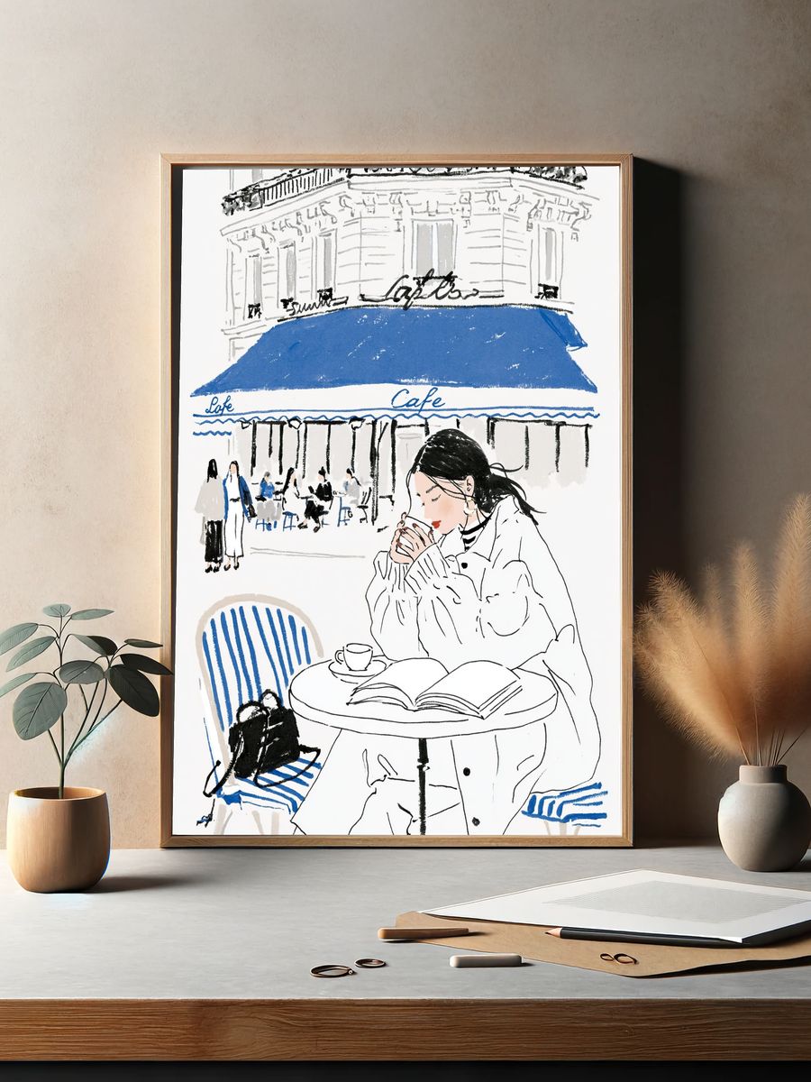 Paris Cafe Sketch Poster. — room view 2