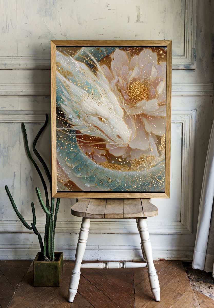 Celestial Dragon Flower Abstract Print. — room view 1