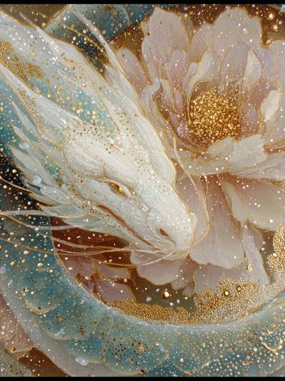 Celestial Dragon Flower Abstract Print. poster print