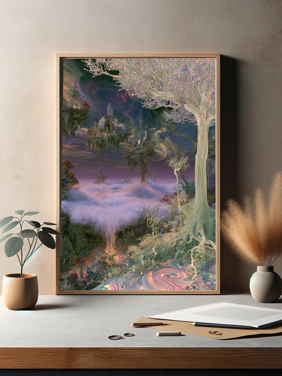 Dreamlike Fantasy Landscape Print. — room view 2