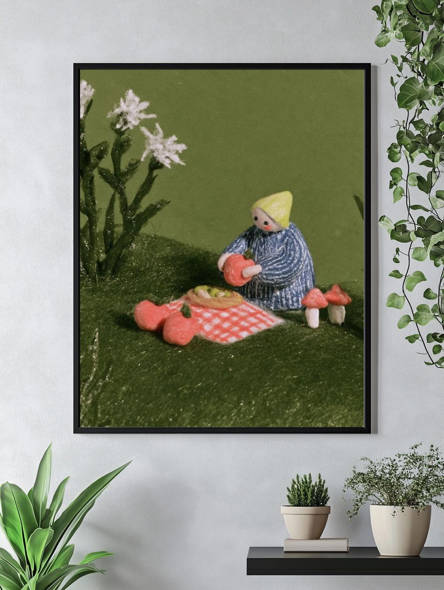 Miniature Picnic Scene Illustration Print. — room view 4