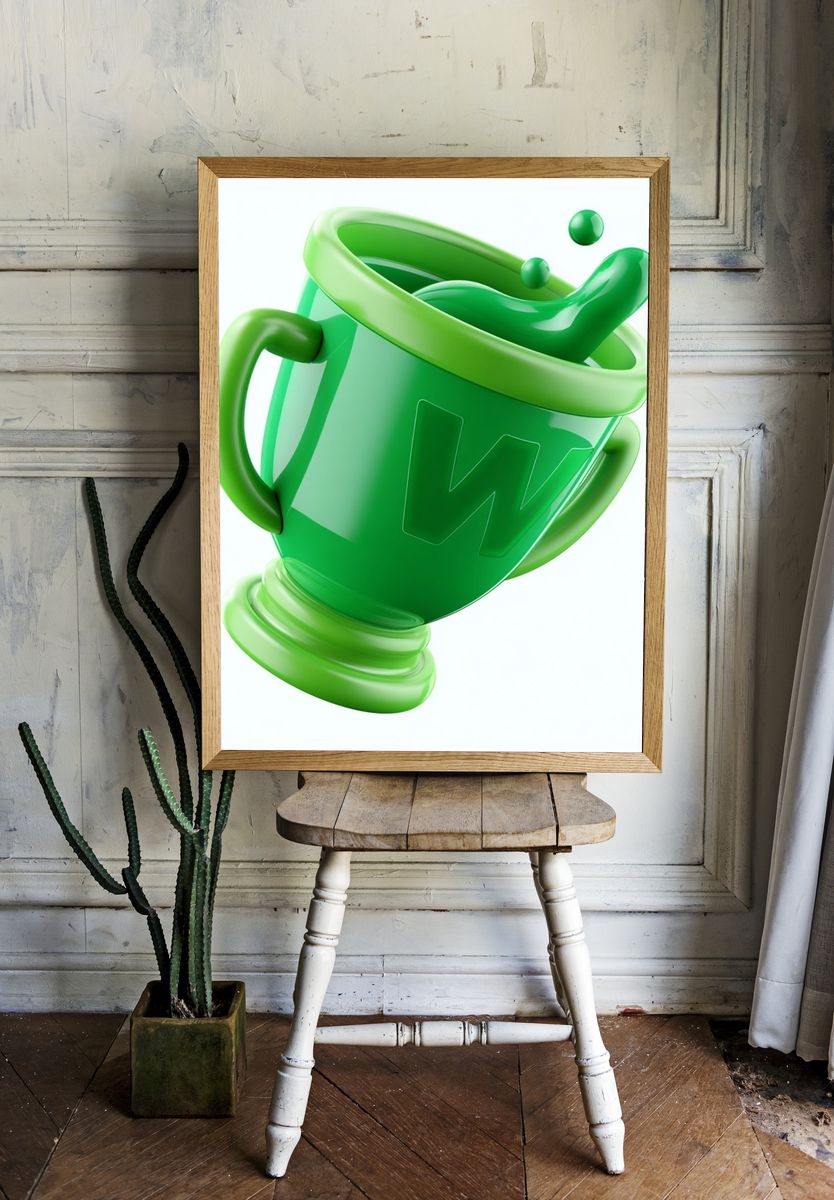 Green Trophy Illustration Poster. — room view 1