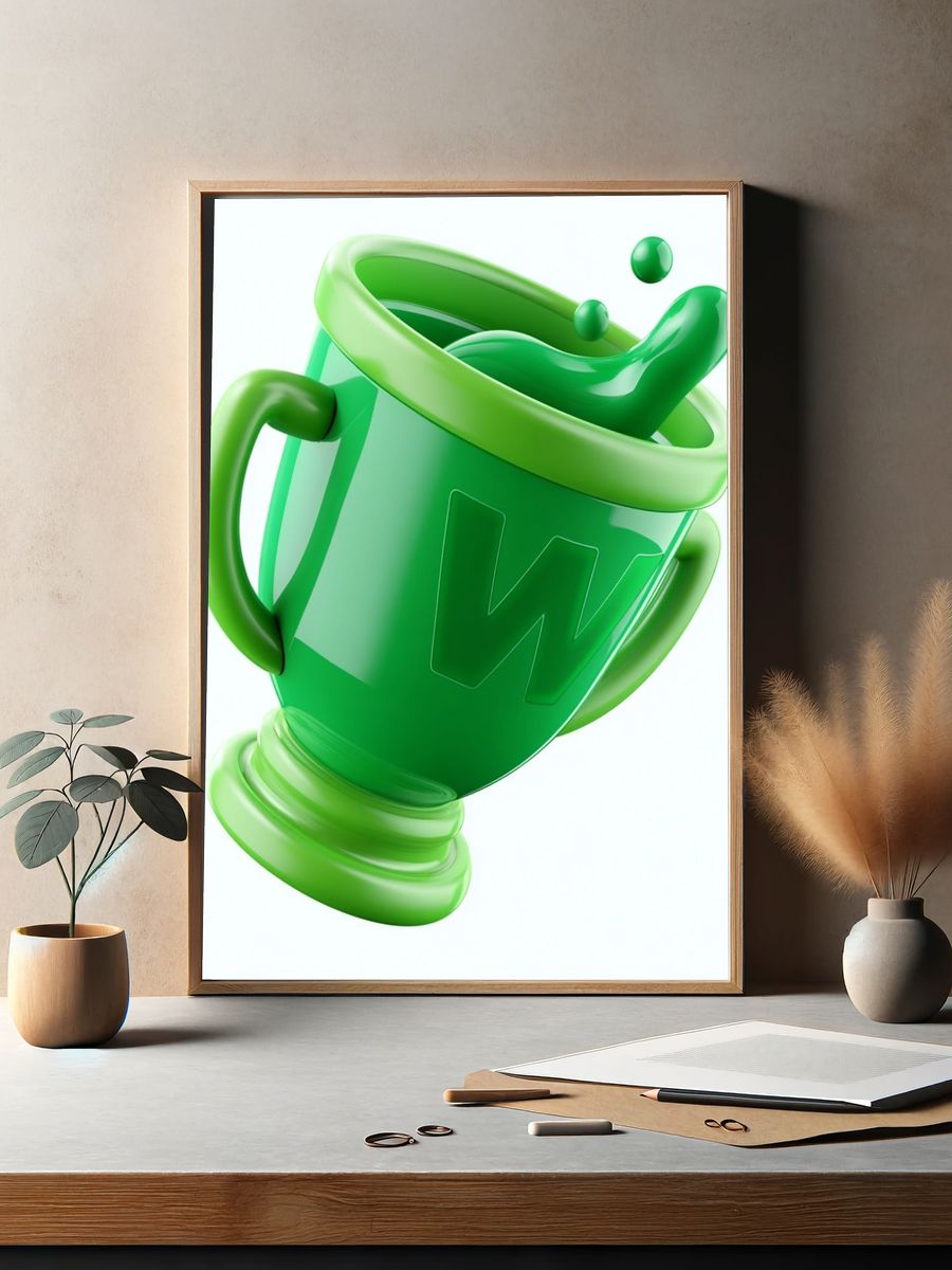 Green Trophy Illustration Poster. — room view 2