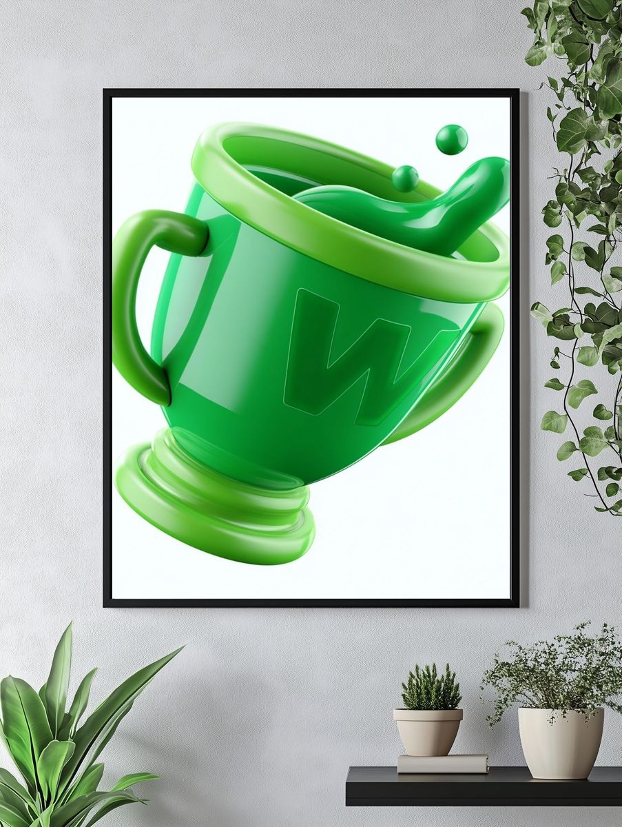 Green Trophy Illustration Poster. — room view 4