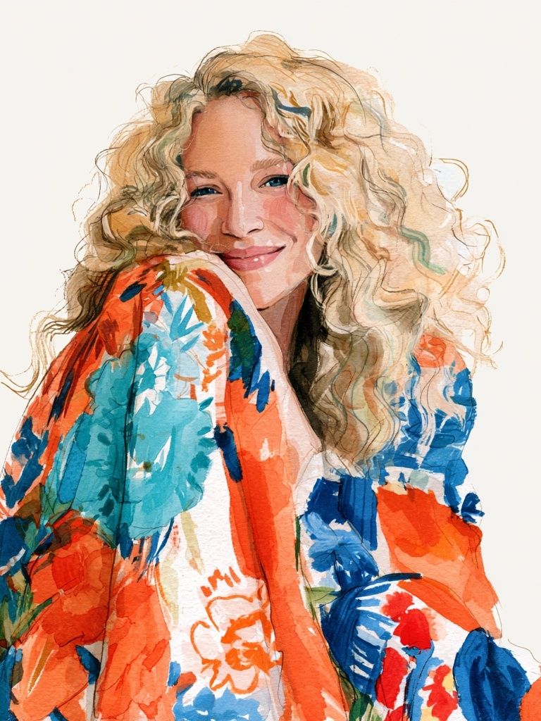 Smiling Woman Watercolor Portrait Poster. poster — illustration art