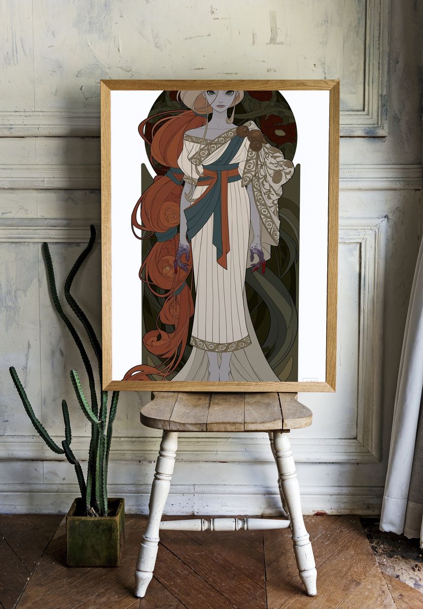 Art Nouveau Goddess Illustration Poster. room preview