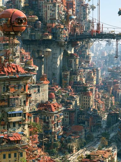 Futuristic Sky City Landscape Poster. poster