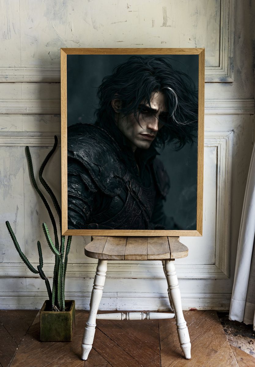 Dark Fantasy Warrior Portrait Print. — room view 1