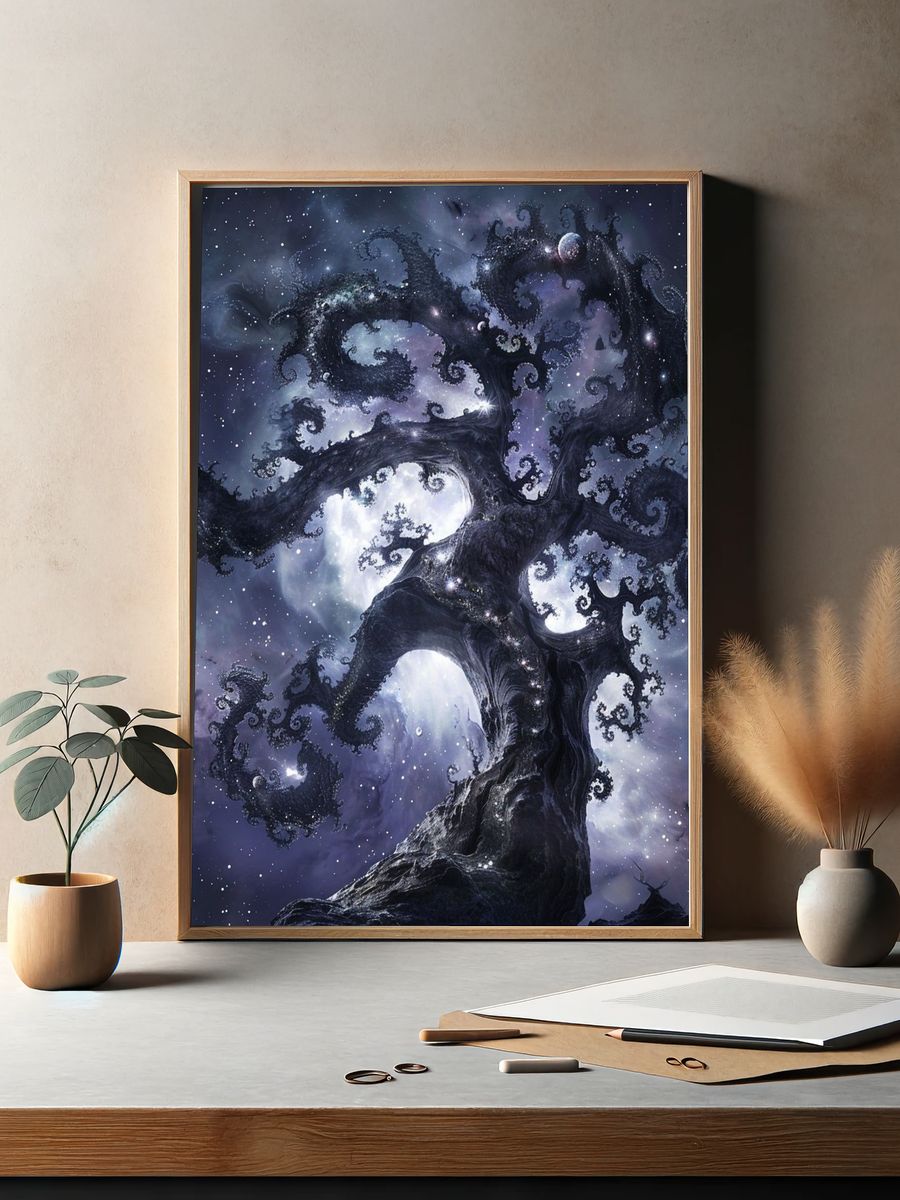 Cosmic Tree of Night Illustration Poster. — room view 2