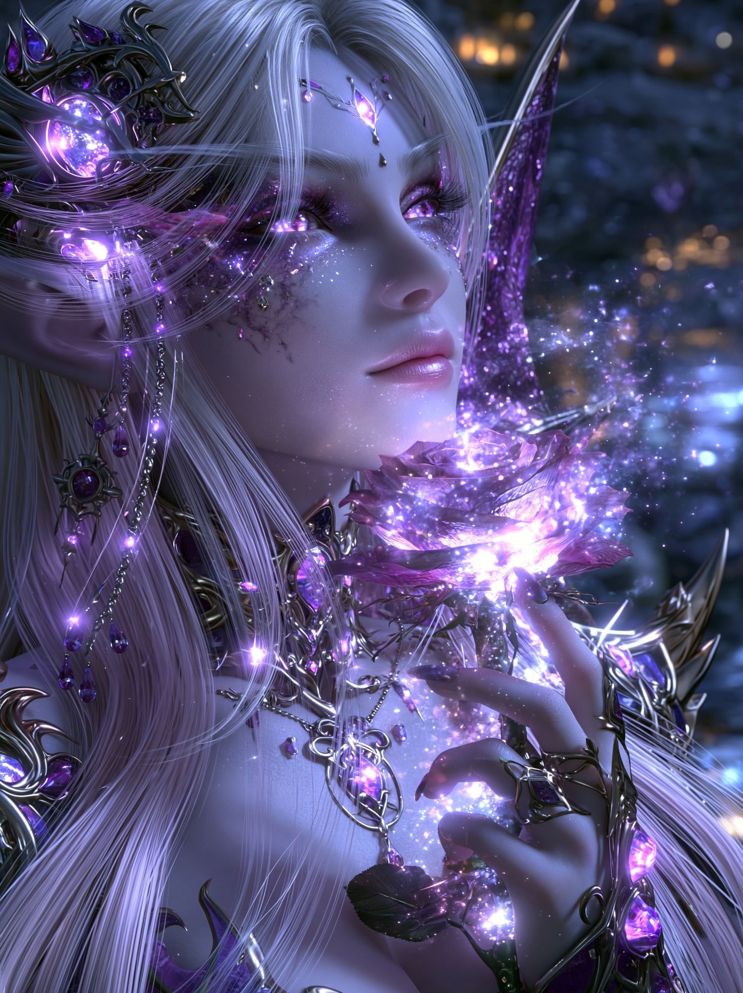Celestial Elf Portrait Print. poster detail