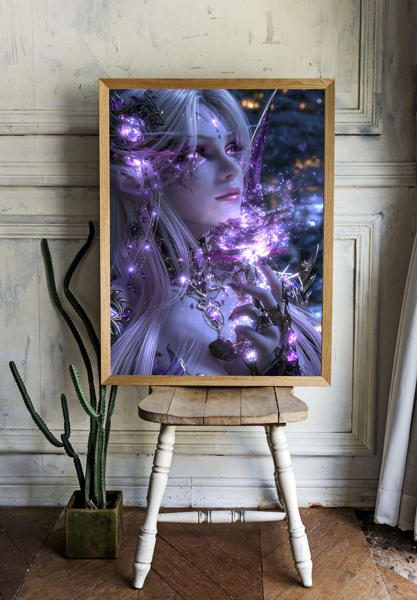 Celestial Elf Portrait Print. room preview