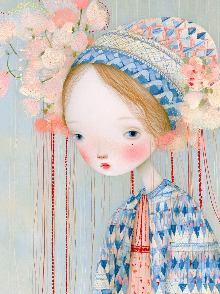 Dreamy Floral Girl Illustration Poster. poster — illustration art
