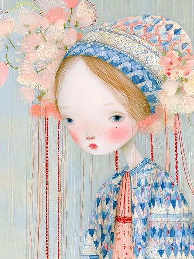 Dreamy Floral Girl Illustration Poster.