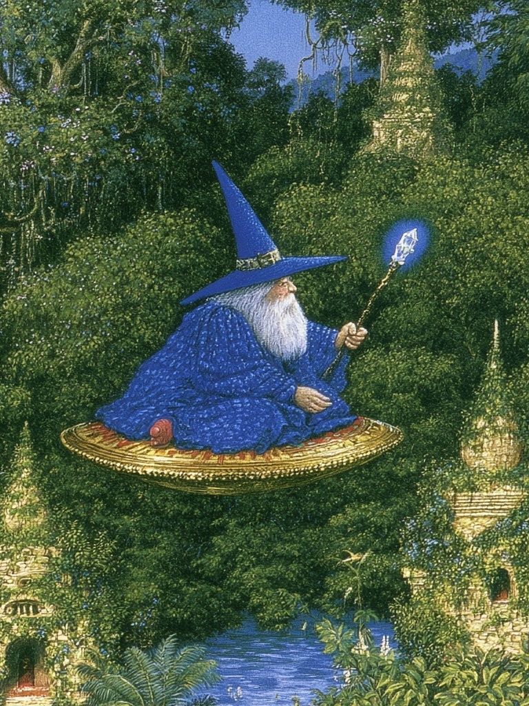 Wizard in Enchanted Forest Print. poster — illustration art