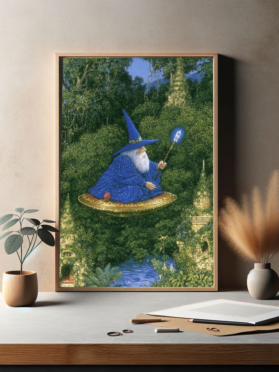 Wizard in Enchanted Forest Print. — room view 2