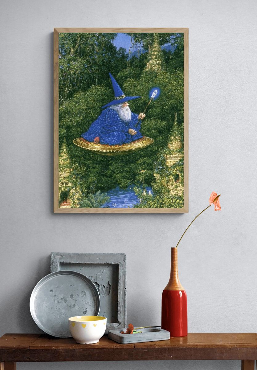 Wizard in Enchanted Forest Print. — room view 3