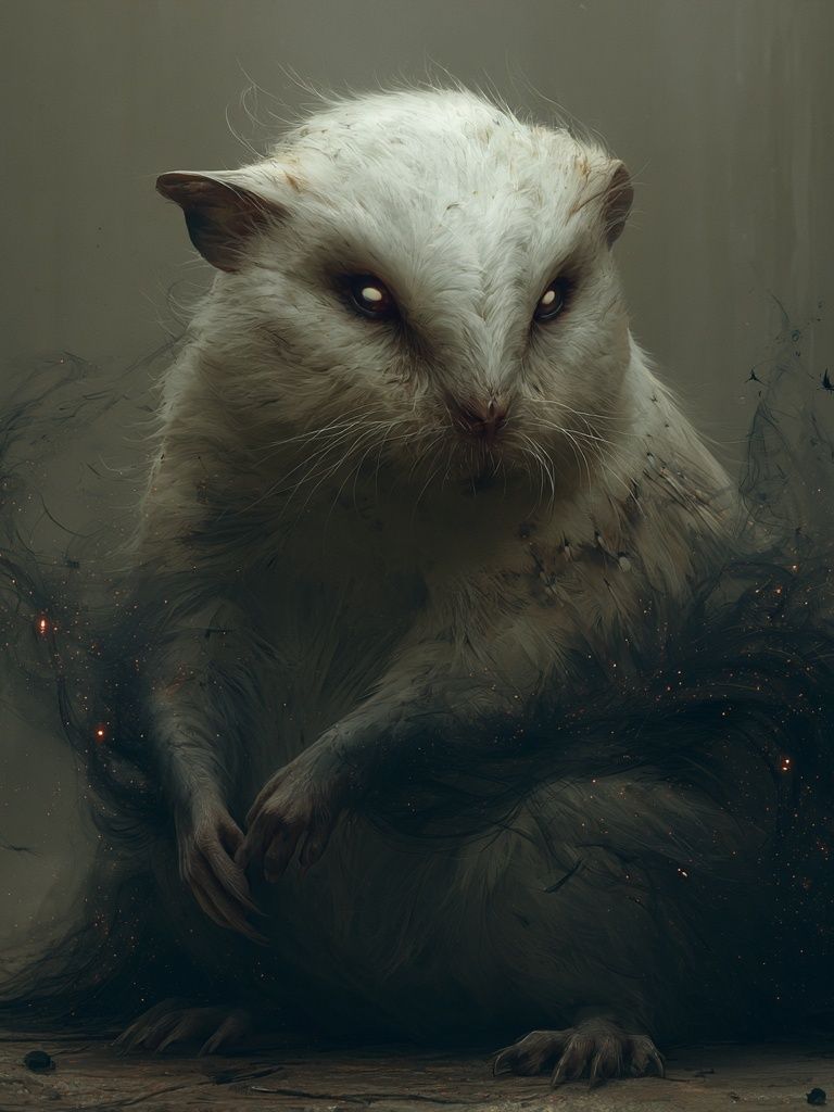 Mystic White Rat Illustration Poster. poster detail