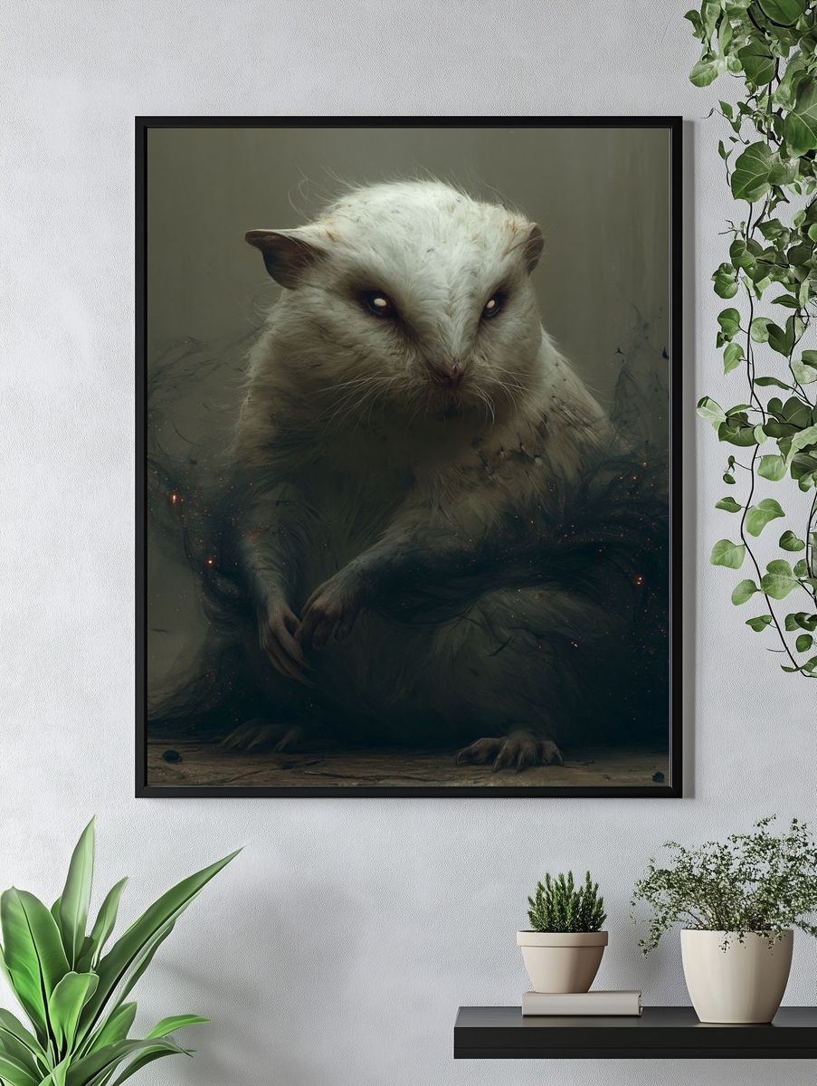 Mystic White Rat Illustration Poster. — room view 4