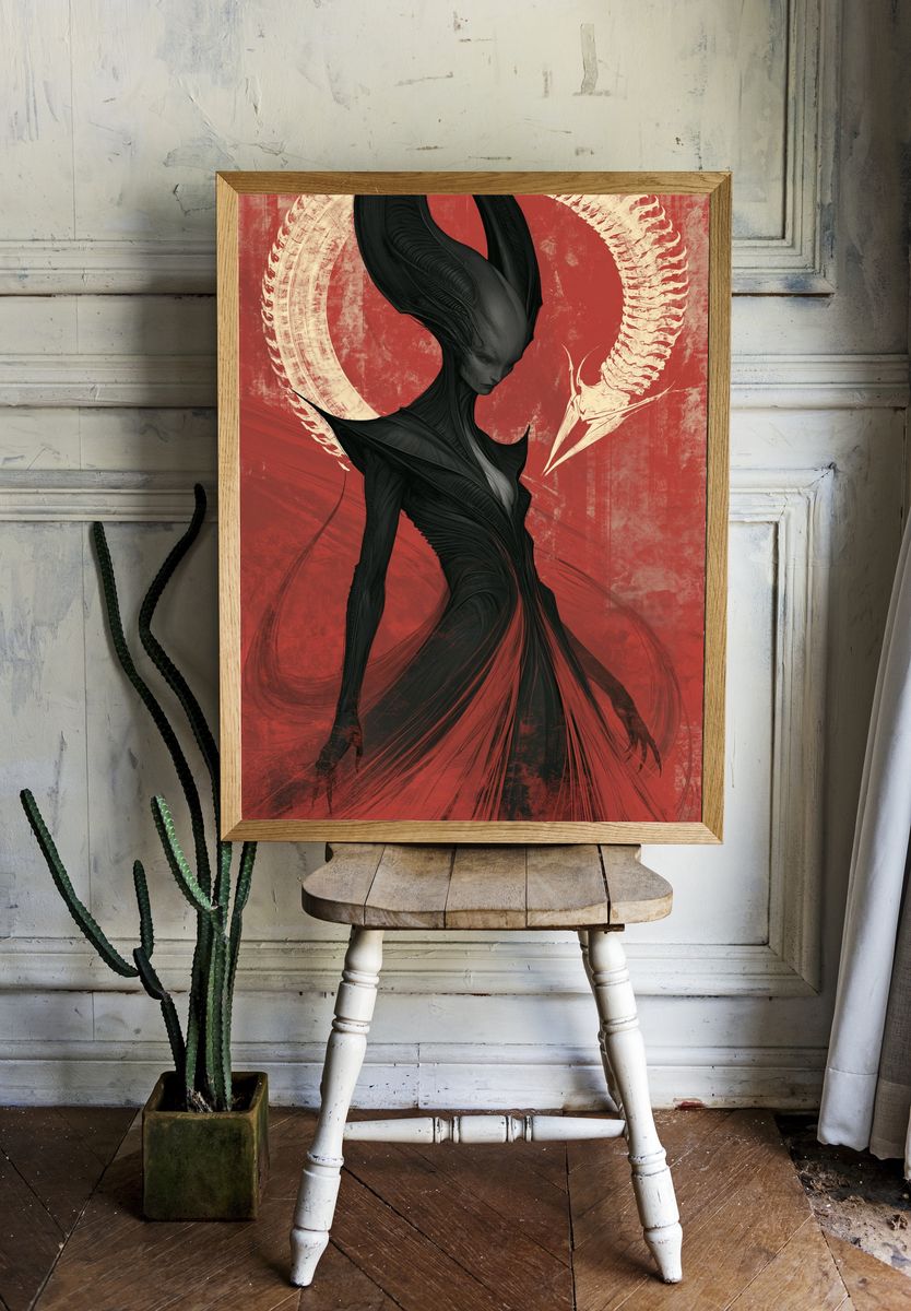 Alien Figure Digital Art Poster. room preview