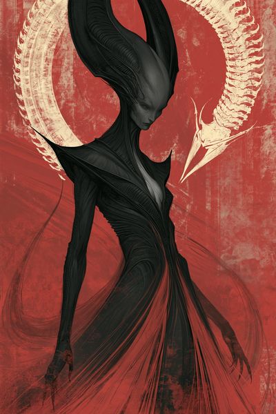 Alien Figure Digital Art Poster.