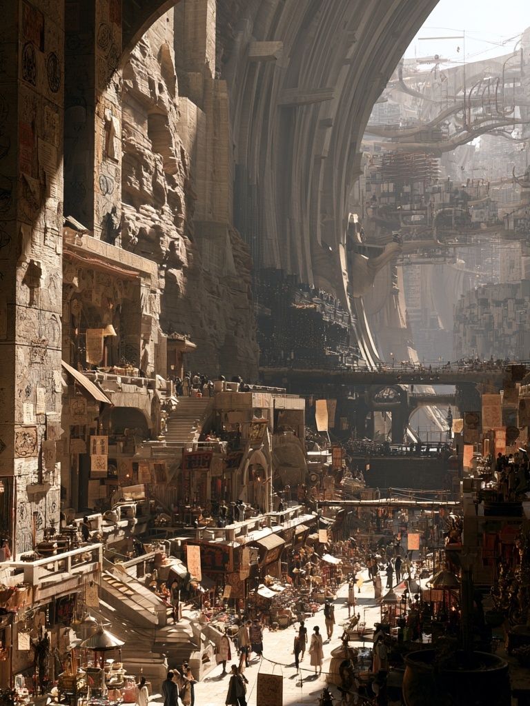 Futuristic Canyon Cityscape Print. poster detail