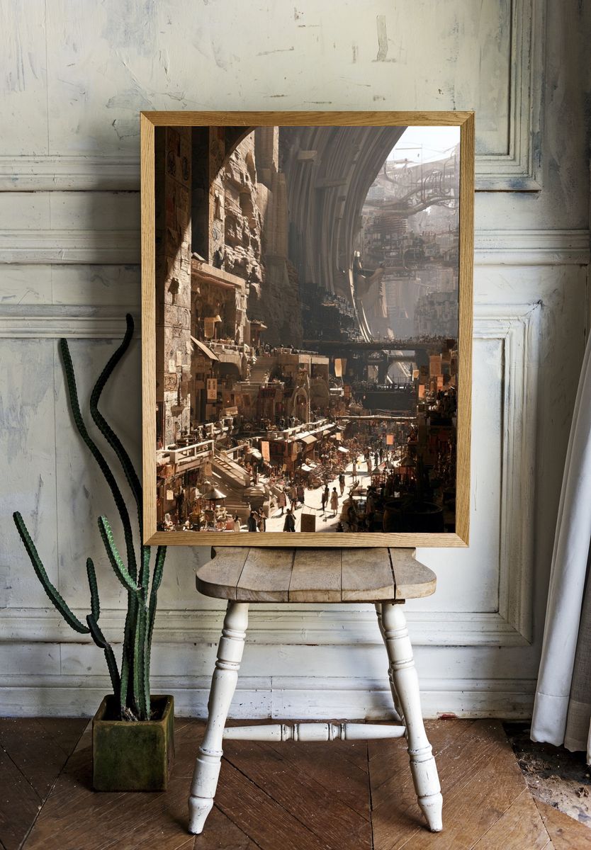 Futuristic Canyon Cityscape Print. — room view 1