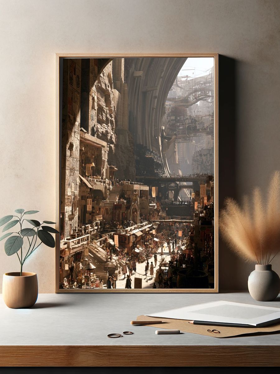 Futuristic Canyon Cityscape Print. — room view 2