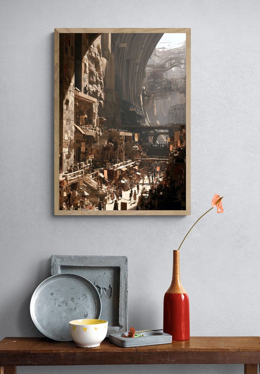 Futuristic Canyon Cityscape Print. — room view 3