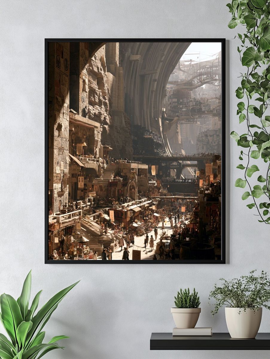 Futuristic Canyon Cityscape Print. — room view 4