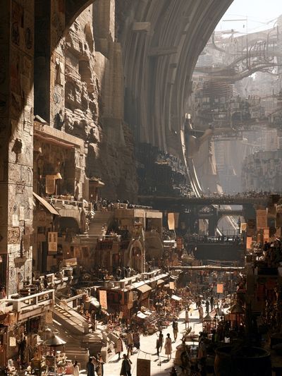 Futuristic Canyon Cityscape Print. poster