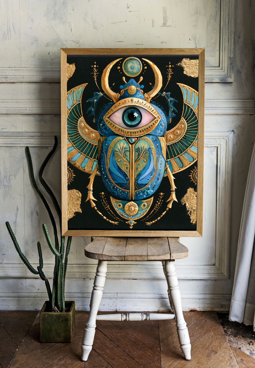 Egyptian Eye Scarab Illustration Poster. — room view 1