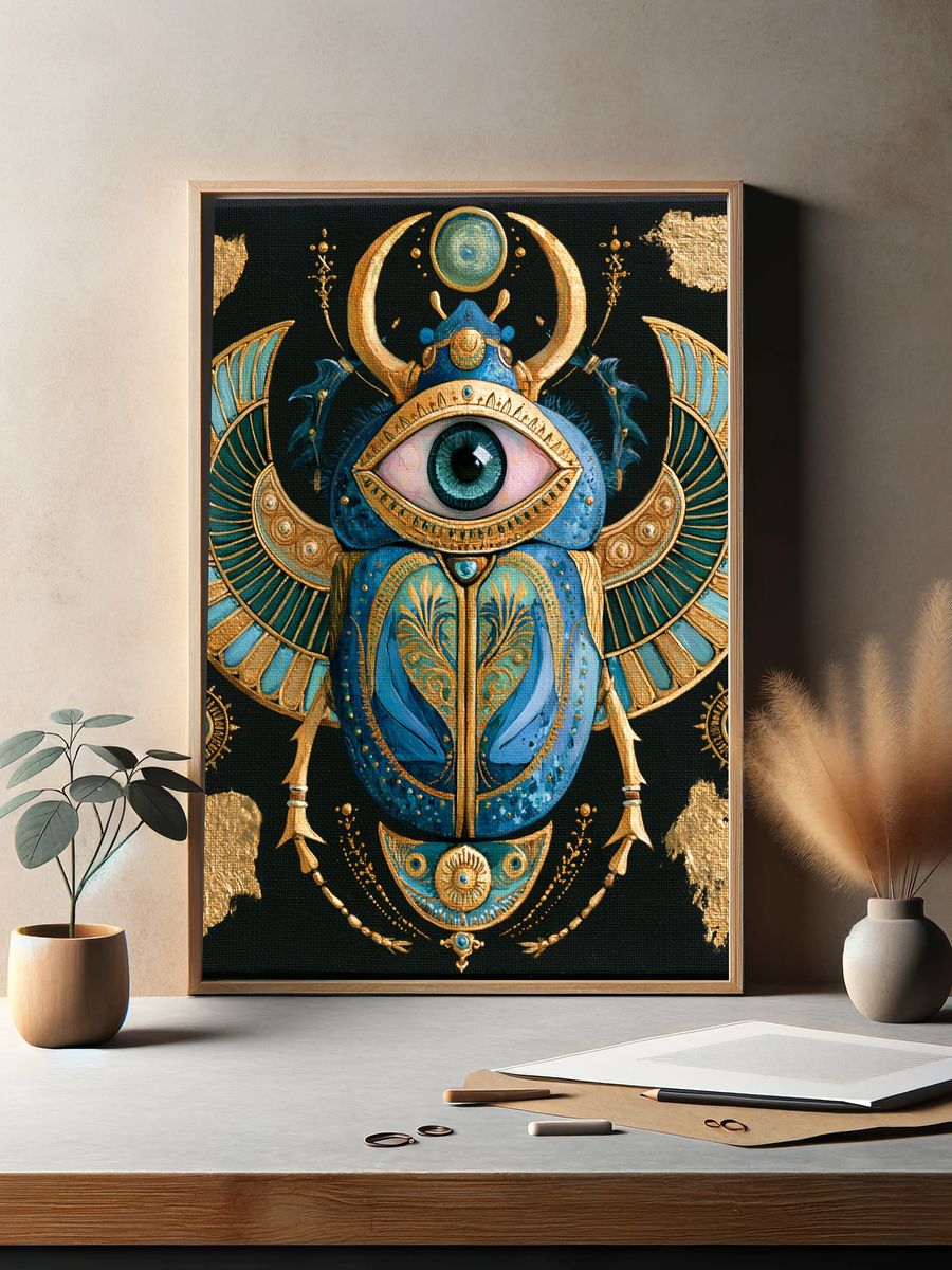 Egyptian Eye Scarab Illustration Poster. — room view 2